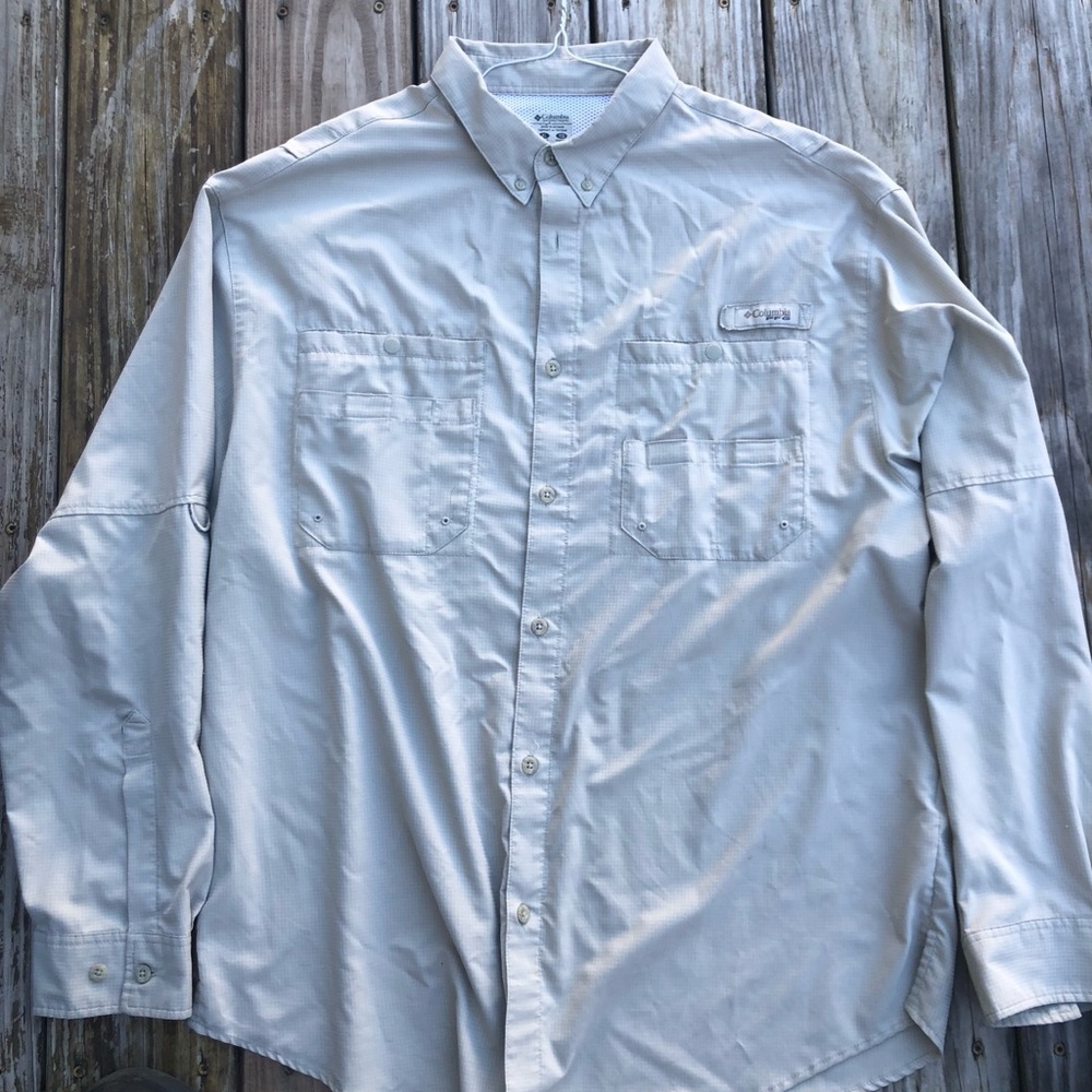Columbia PFG Fishing Long Sleeve Safari Khaki XL Utility